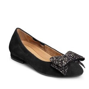 Aerosoles Hang Out Flats Black Suede Rhinestone Bow Sz‎ 11